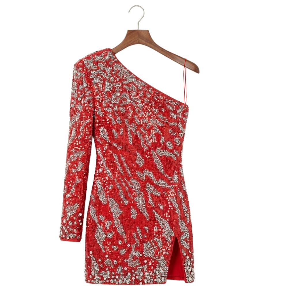 DUNDAS x REVOLVE Jett Embellished Mini Dress in Red NWT Size Medium - Picture 2 of 6
